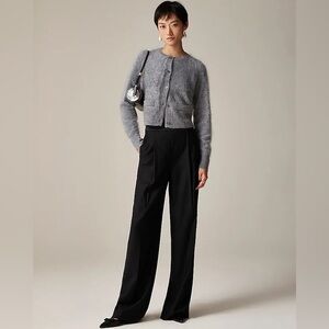 J. Crew Brushed Cashmere Fitted Cardigan Sweater in charcoal